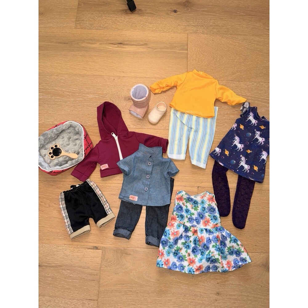 American Girl Compatible 18” Doll Our Generation Clothing Lot Pants Shoes Pets